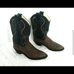 Justin Westerner Cowboy Boots size 7.5 Brown Black